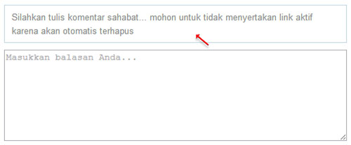 pesan formulir komentar