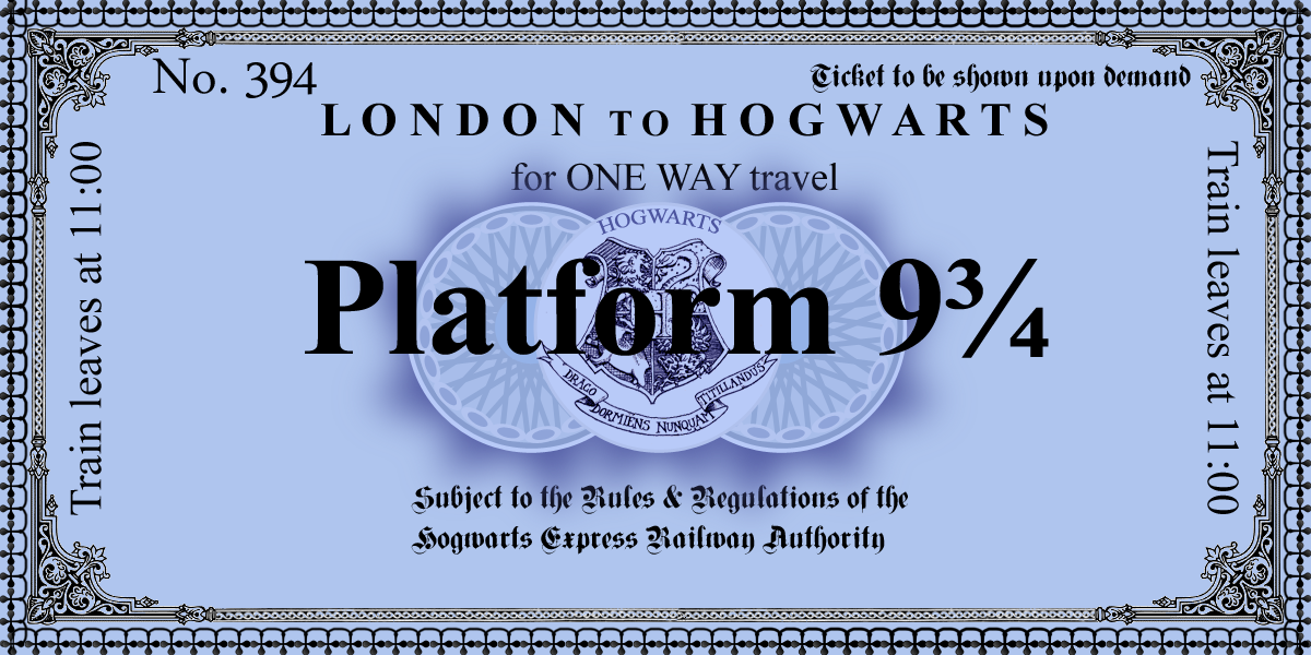 Tolle Fahrkarte Hogwarts Express "Plattform 9 3/4" anschauen! Harry Potter 