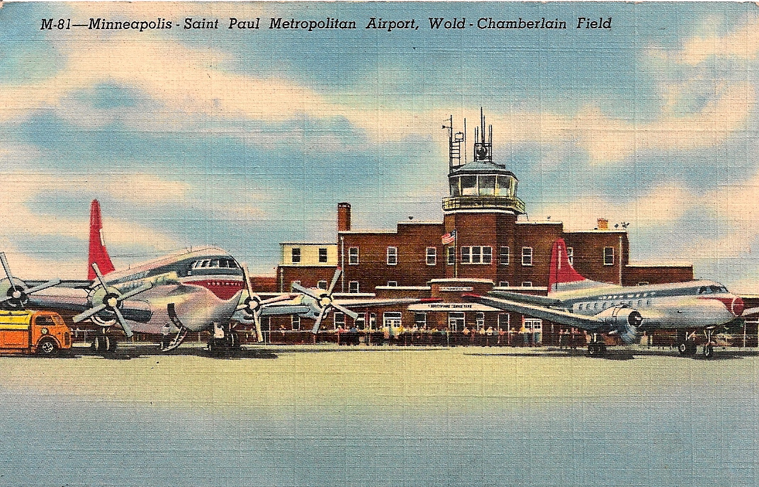 Lady Skywriter Northwest Airlines Vintage Postcards 1930s and 1950s