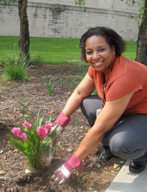 ECBC Facility Coordinator Juanita Hubbard plants ECBC Facility Coordinator Juanita Hubbard plants