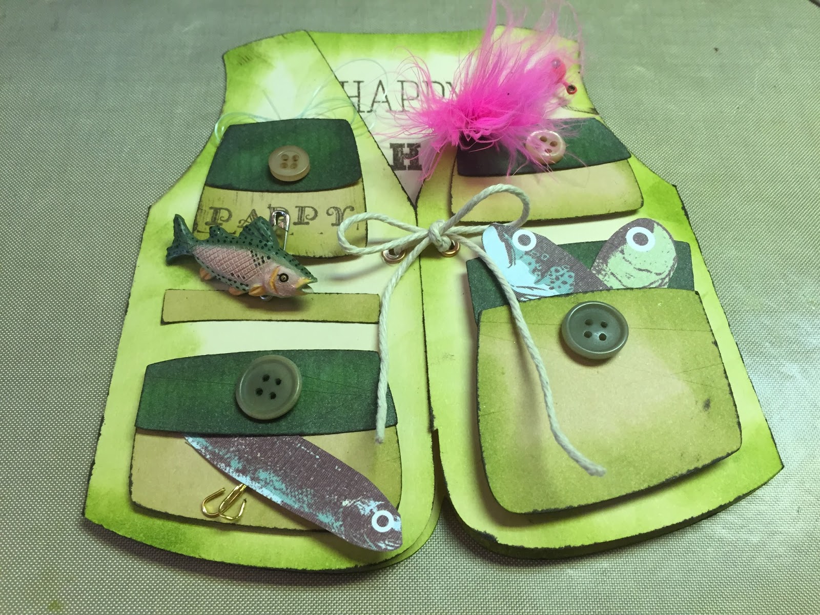 StrawBearie Designs Fishing Vest Card Tutorial