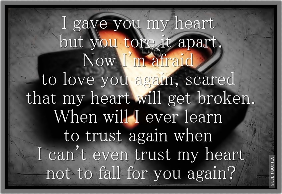 I Gave You My Heart But You Tore it Apart - SILVER QUOTES