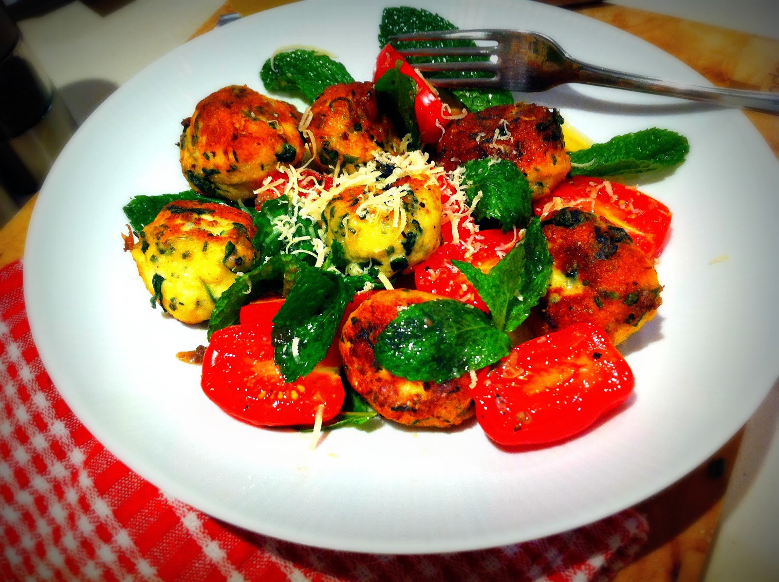 kayla marie's kitchen Spinach and Ricotta Dumplings with Tomato Salsa