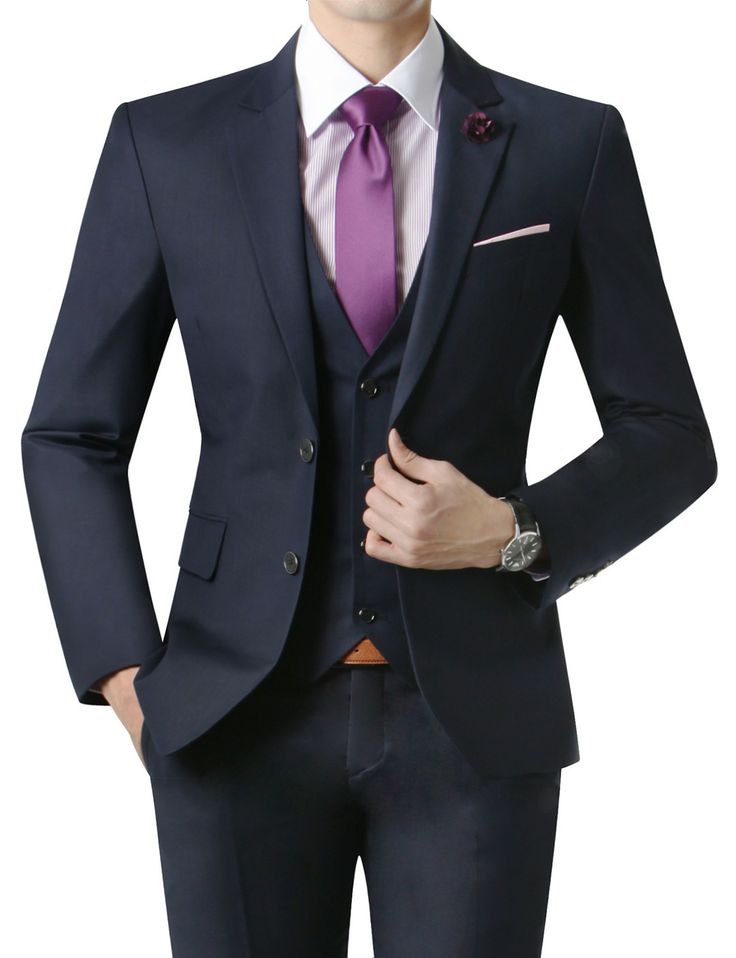 Camisa Lila Traje Azul Marino Con Corbata Vino Color De Camisa