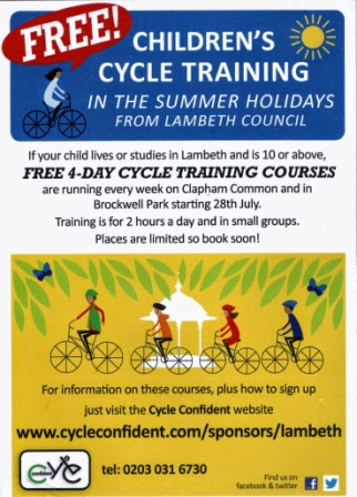Lambeth Children's cycle training flyer 1