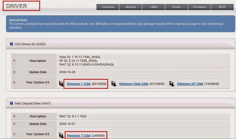 MSI VR630 DRIVER DOWNLOAD