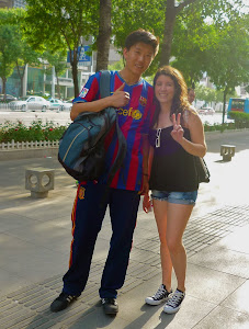 Con un seguidor chino del Barça