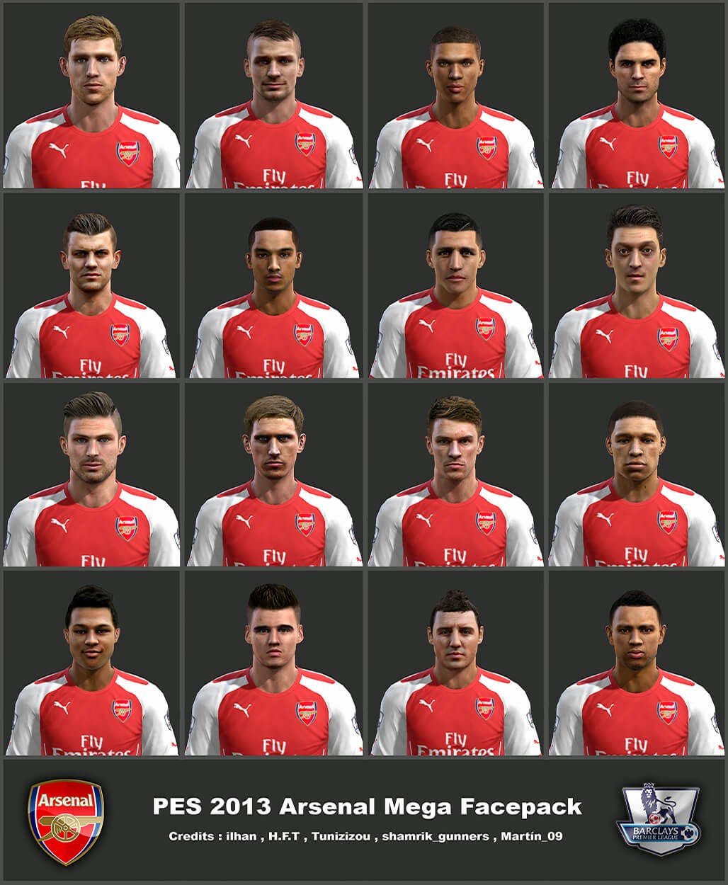 PES 2013 PC: Mega facepack (
pacote de faces do Arsenal PES 2013 PC: Mega facepack pacote de faces do Arsenal