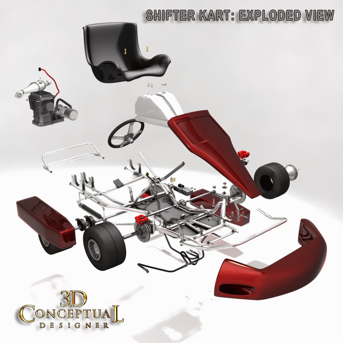 3DconceptualdesignerBlog 3D Stock Model Build Review Shifter Kart