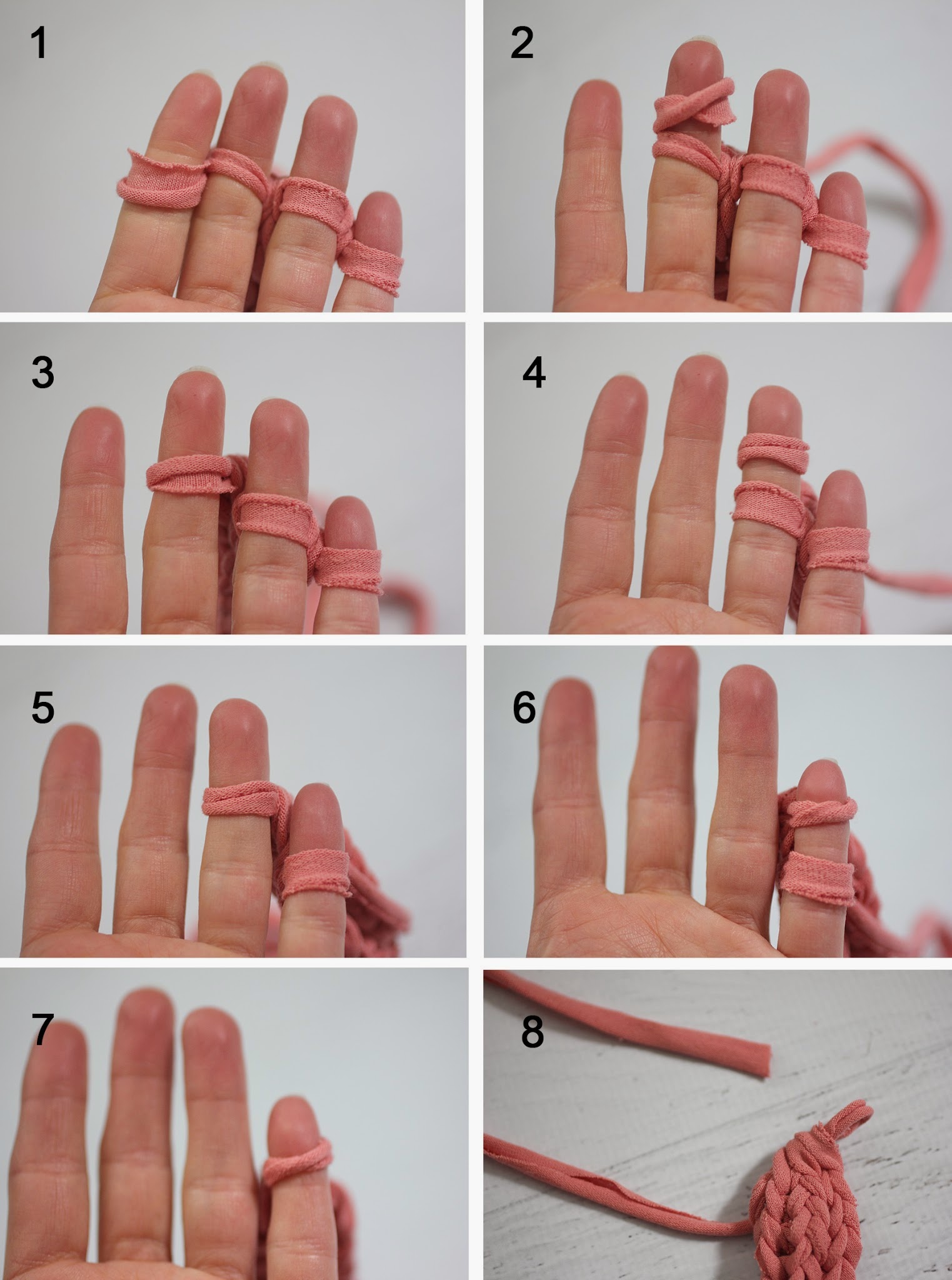 Repeat Crafter Me How to Finger Weave a Necklace with Tshirt Yarn