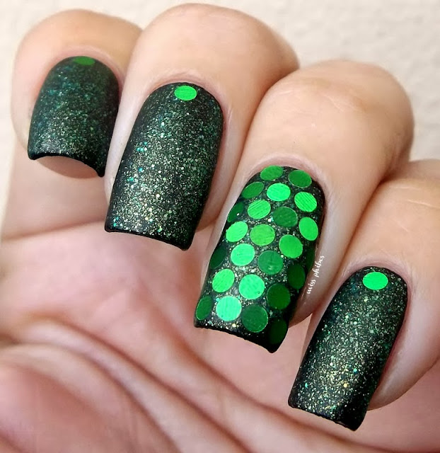 Nyx Emerald Forest over black + round glitters