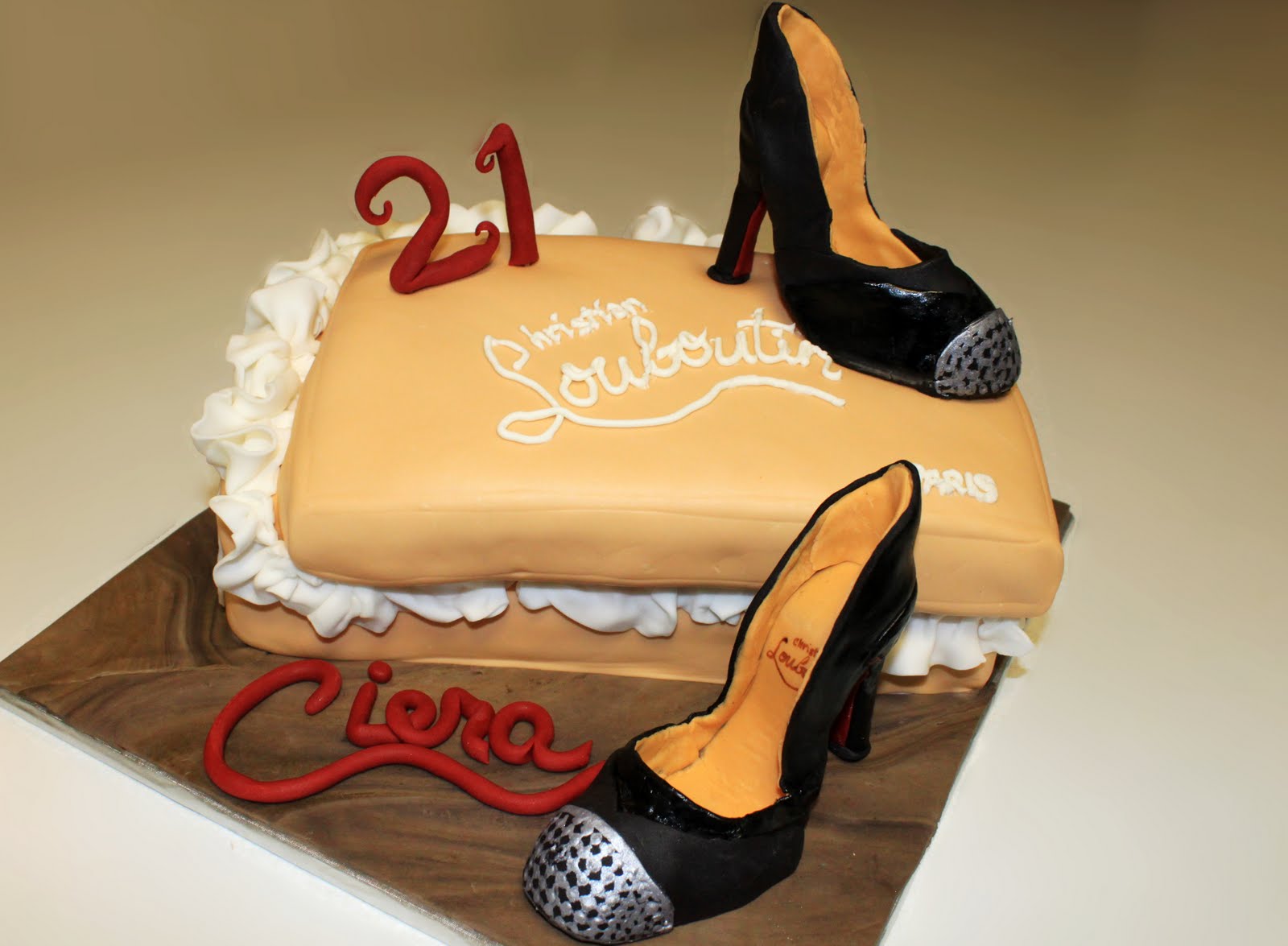 Layers of Love Christian Louboutin shoe box cake