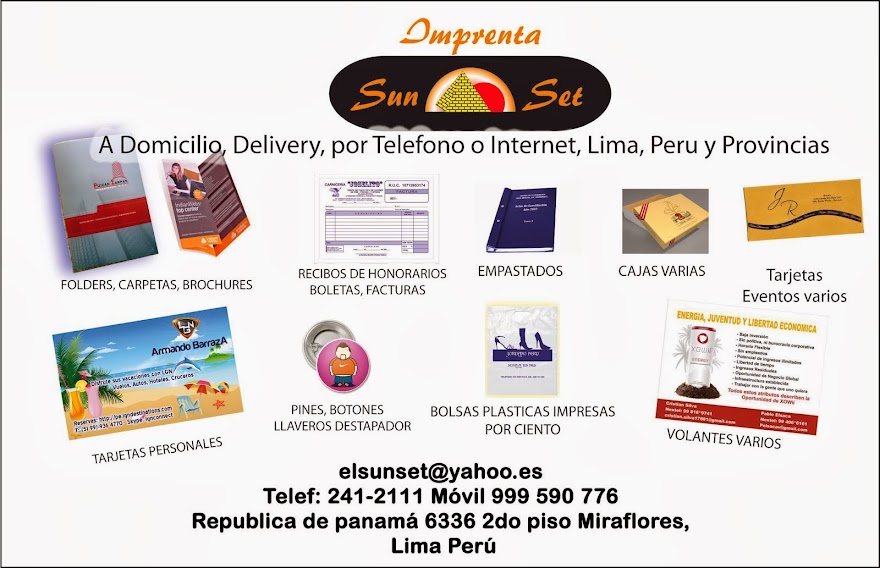 a Imprenta a domicilio , delivery todo Lima y provincias del Peru