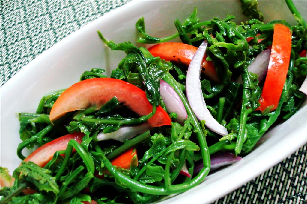 my tablescapes Ensaladang Pako (fiddlehead fern salad)