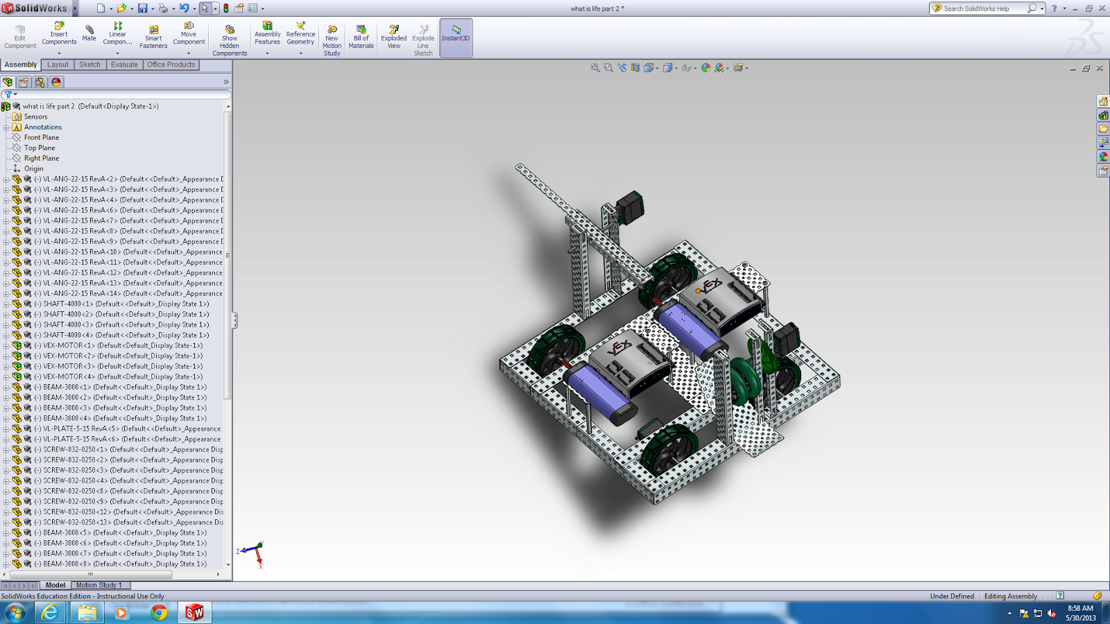 VEX Solidworks Wiffle Ball Complete Bot | BRICK $QUAD ROBOTICS