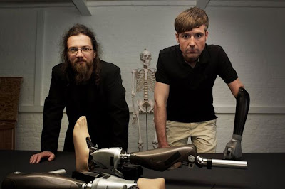 Roboticist Richard Walker and Dr. Bertolt Meyer, with some of the bionic man's parts