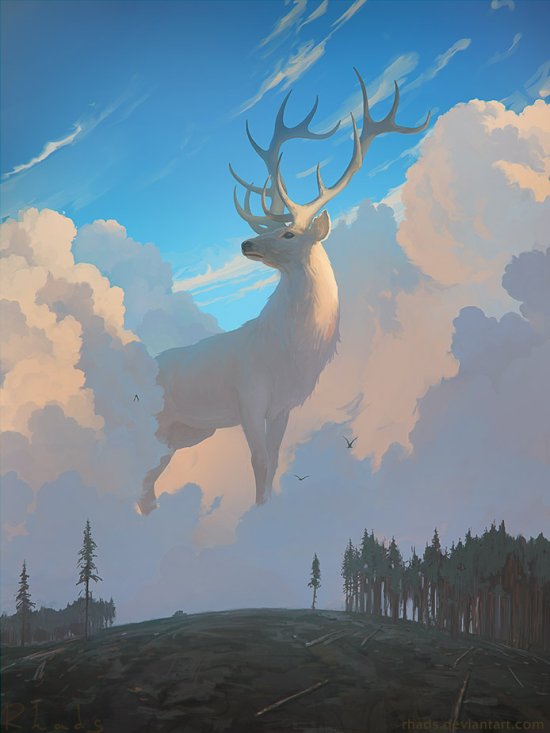 As surreais ilustrações nas nuvens de Artem Cheboha a.k.a. Rhads Artem Cheboha rhads deviantart ilustrações paisagens surreais fantasia céu nuvens baleias voando
