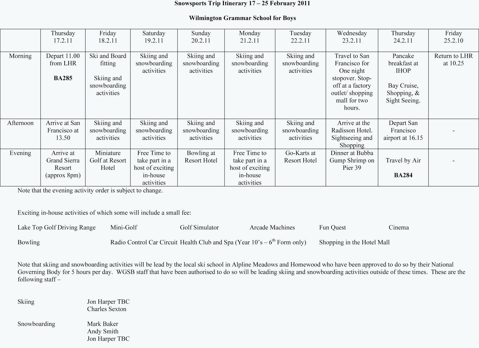 download itinerary