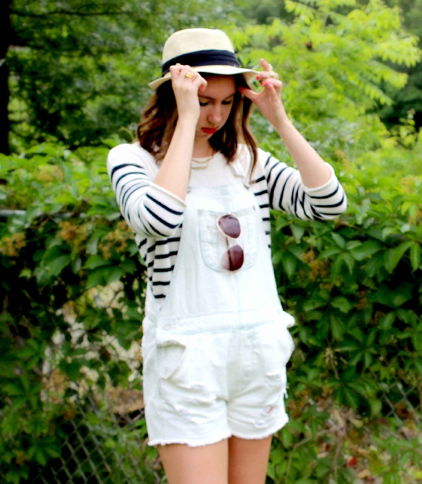 red white and blue overalls