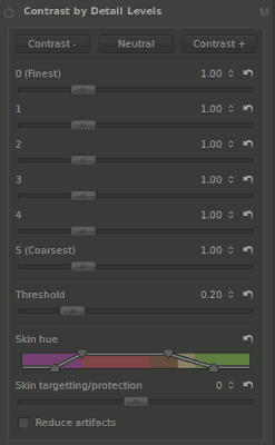 Options of contrast by detail levels in rawtherapee. Options of contrast by detail levels in rawtherapee.
