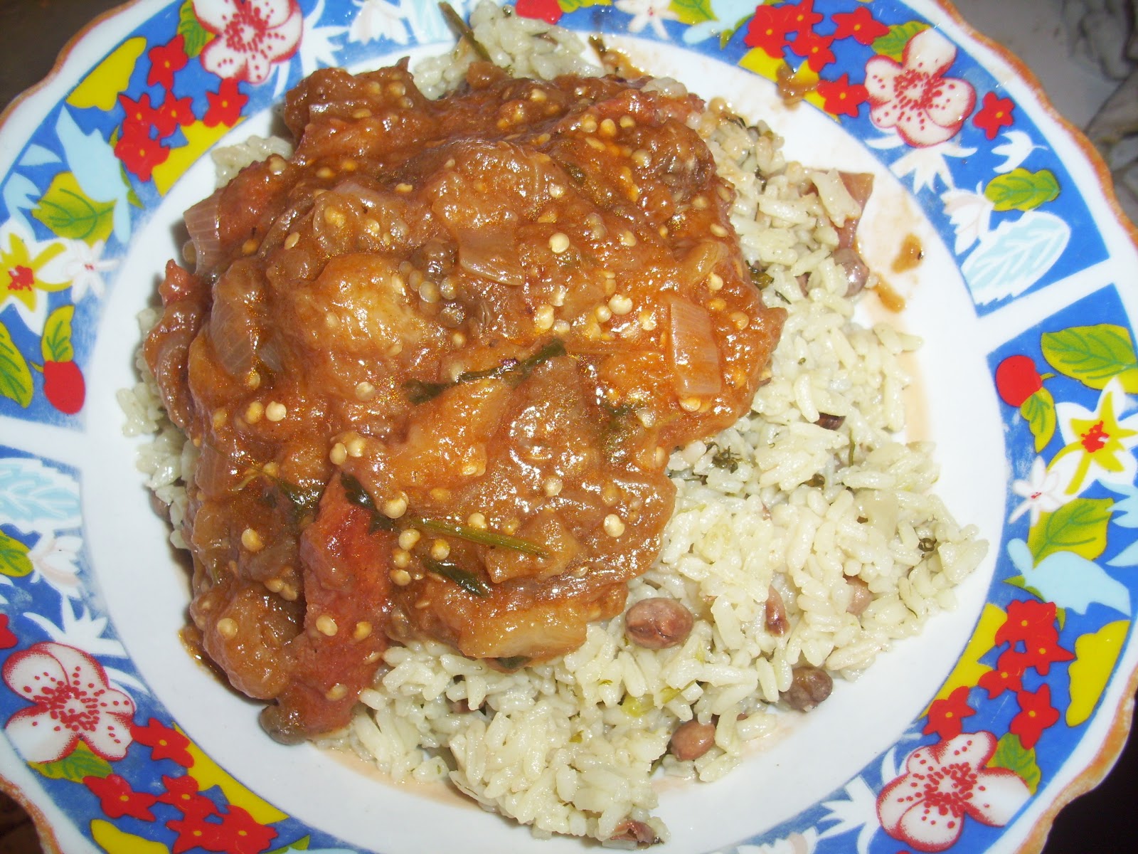 Cocina casera República Dominicana: Berenjenas guisadas con chuleta
