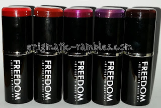 Freedom Makeup Pro Lipstick Kit Vamp Collection Swatch Review Pure Vamp Vamp Noir Dusk Till Dawn Dark Paradise Intense Noir
