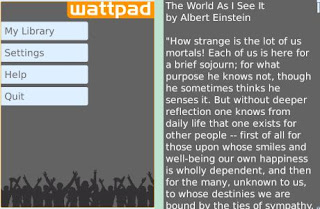 Wattpad Application Interface on Blackberry Device