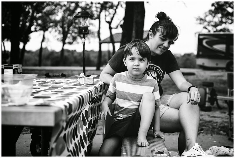 mom and son at camping breakfast, grapevine tx, jen faith brown photography camping, family vacation, jen faith brown photography, family photography, storytelling photography, grapevine texas, breakfast, cereal, dog, vineyard campgrounds, children photography, mom and son, parent