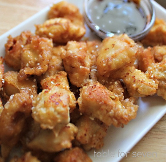 Sesame Chicken Nuggets with Honey Teriyaki BBQ Sauce • Table for Seven