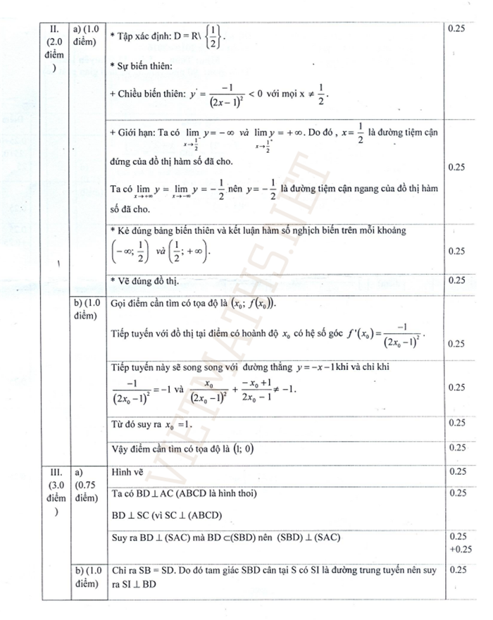 đáp án đề kiểm tra môn toán lớp 11 học kì 1 khối chuyên toán Kon Tum 2015 - 2016 phần 2