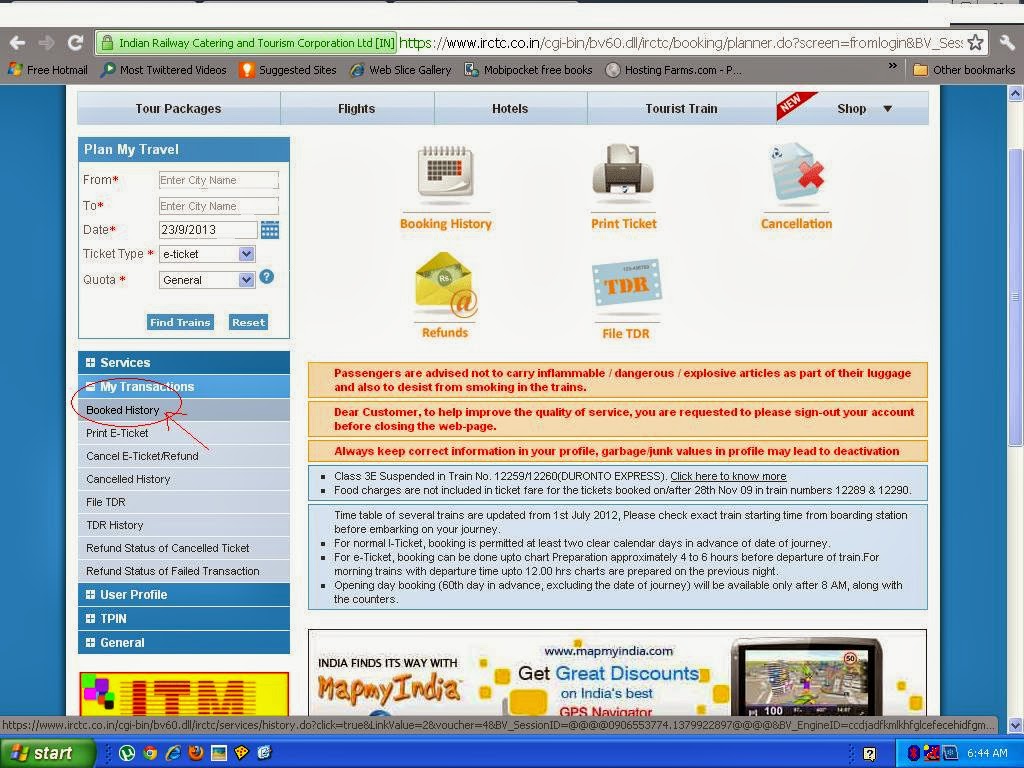 irctc login page plan my travel