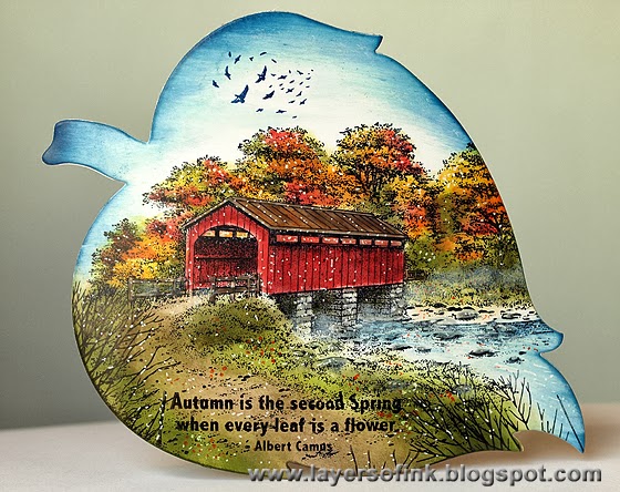 Covered Bridge on a Leaf - Layers of ink Covered Bridge on a Leaf - Layers of ink