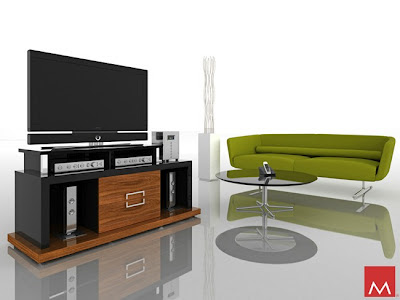 Mod Loft Vector TV Stand in Imbuia - Black Mod Loft Vector TV Stand in Imbuia - Black modern entertainment center