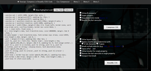 Compress or Beautify CSS Code Compress or Beautify CSS Code