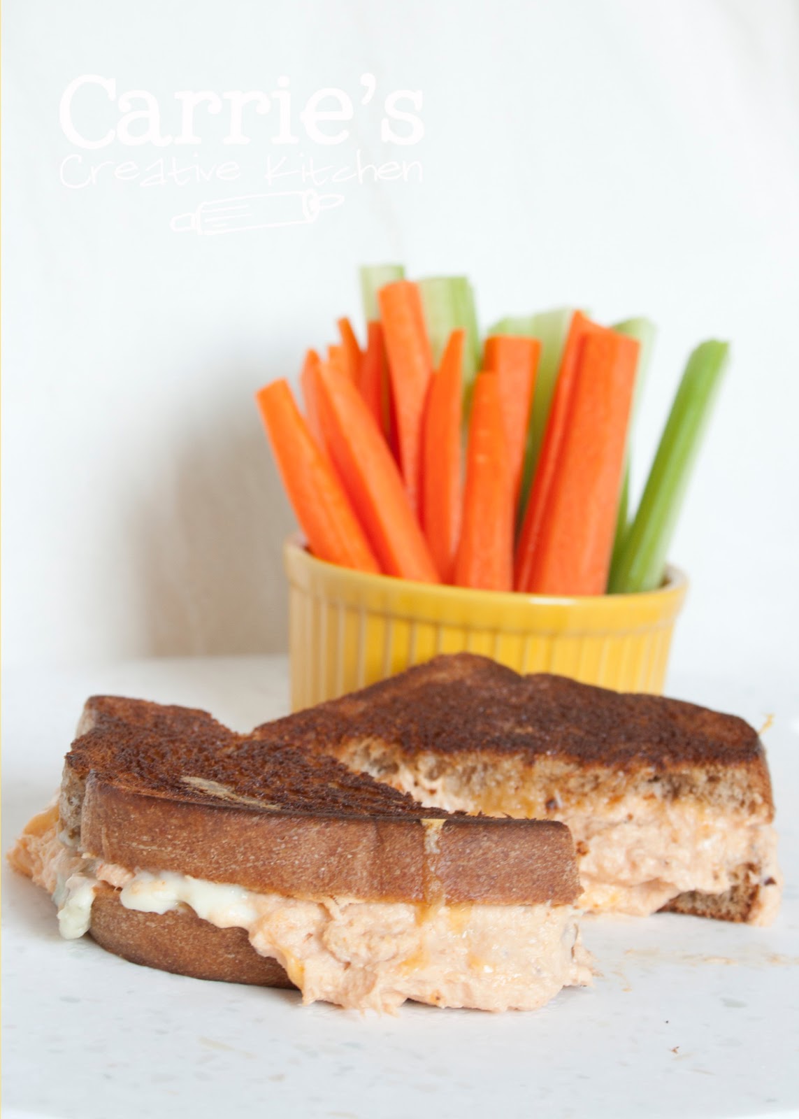 Carrie's Creative Kitchen Buffalo Chicken Grilled Cheese Sandwich