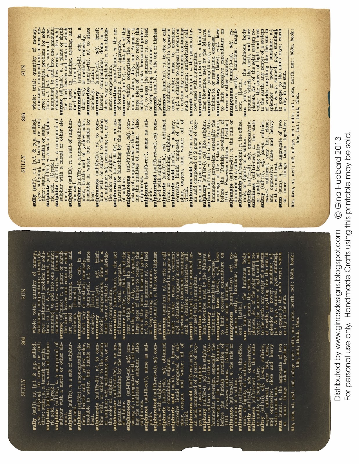 Ginas Designs: Freebie Friday Dictionary Pages