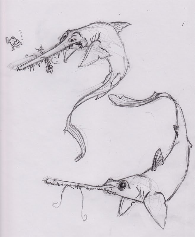 Sketchy Observations: Day Three: Longnose Saw Shark