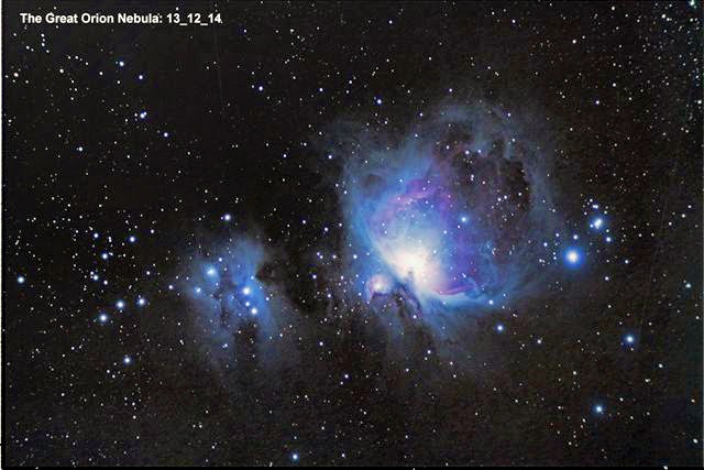 December 13, 2014. The Great Orion Nebula and Running Man Nebula