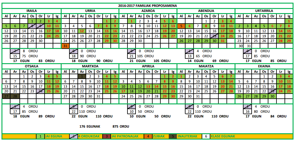 Calendario Escolar 2016/17