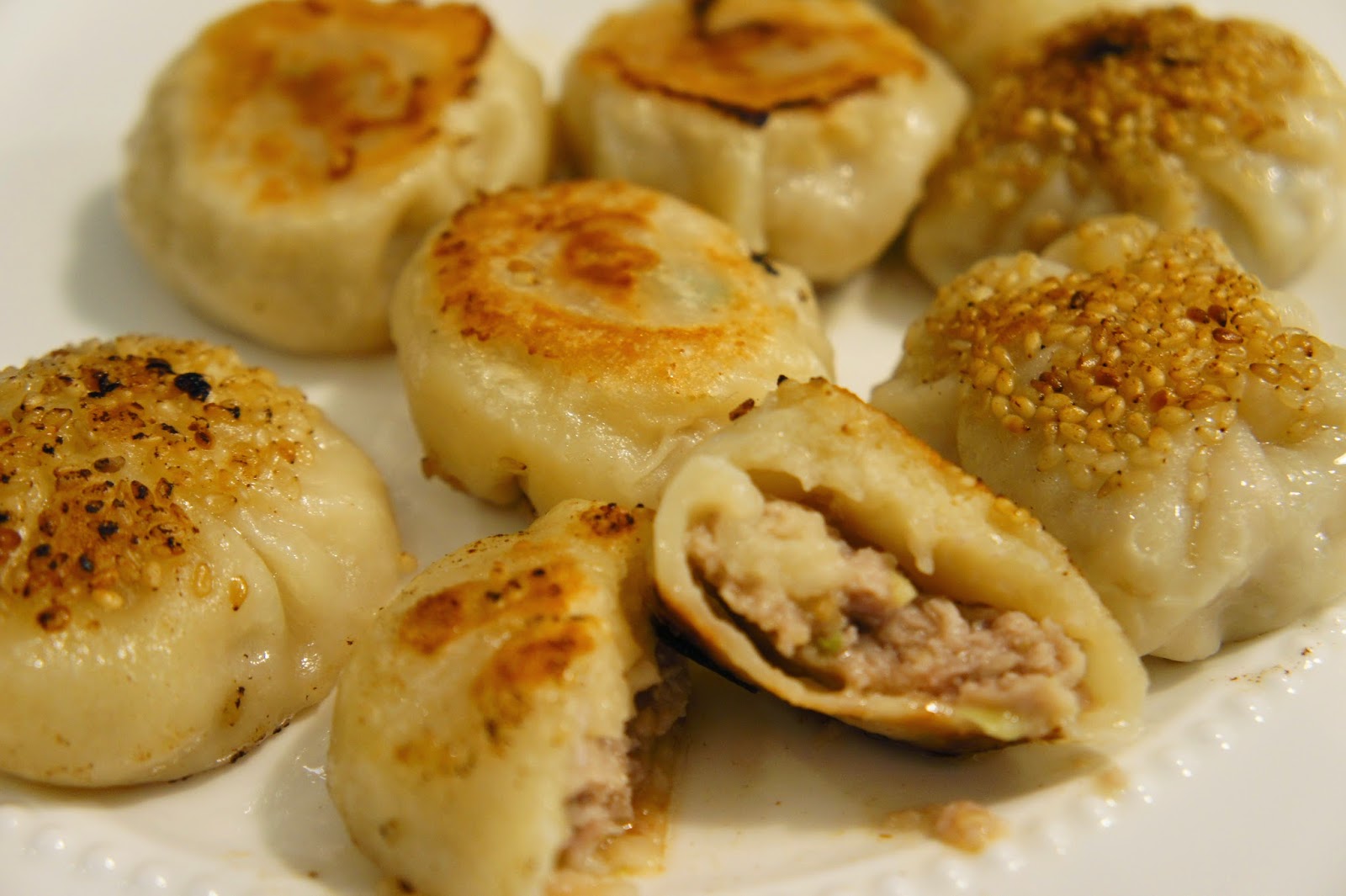 Pan Fried Pork and Cabbage Bao Tze (Shen jian bao)
