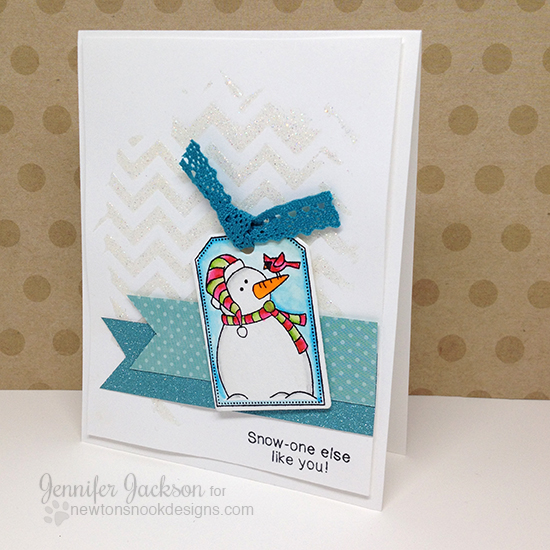 Snowman Tag Card by Jennifer Jackson | Jolly Tags Stamp set by Newton's Nook Designs #newtonsnook