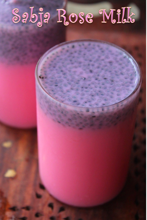 Sabja Rose Milk Recipe How to Make Rose Milk with Basil Seeds Yummy Tummy