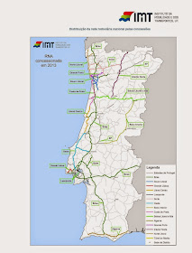 Mapa rodoviário de Portugal: estradas, portagens e auto-estradas