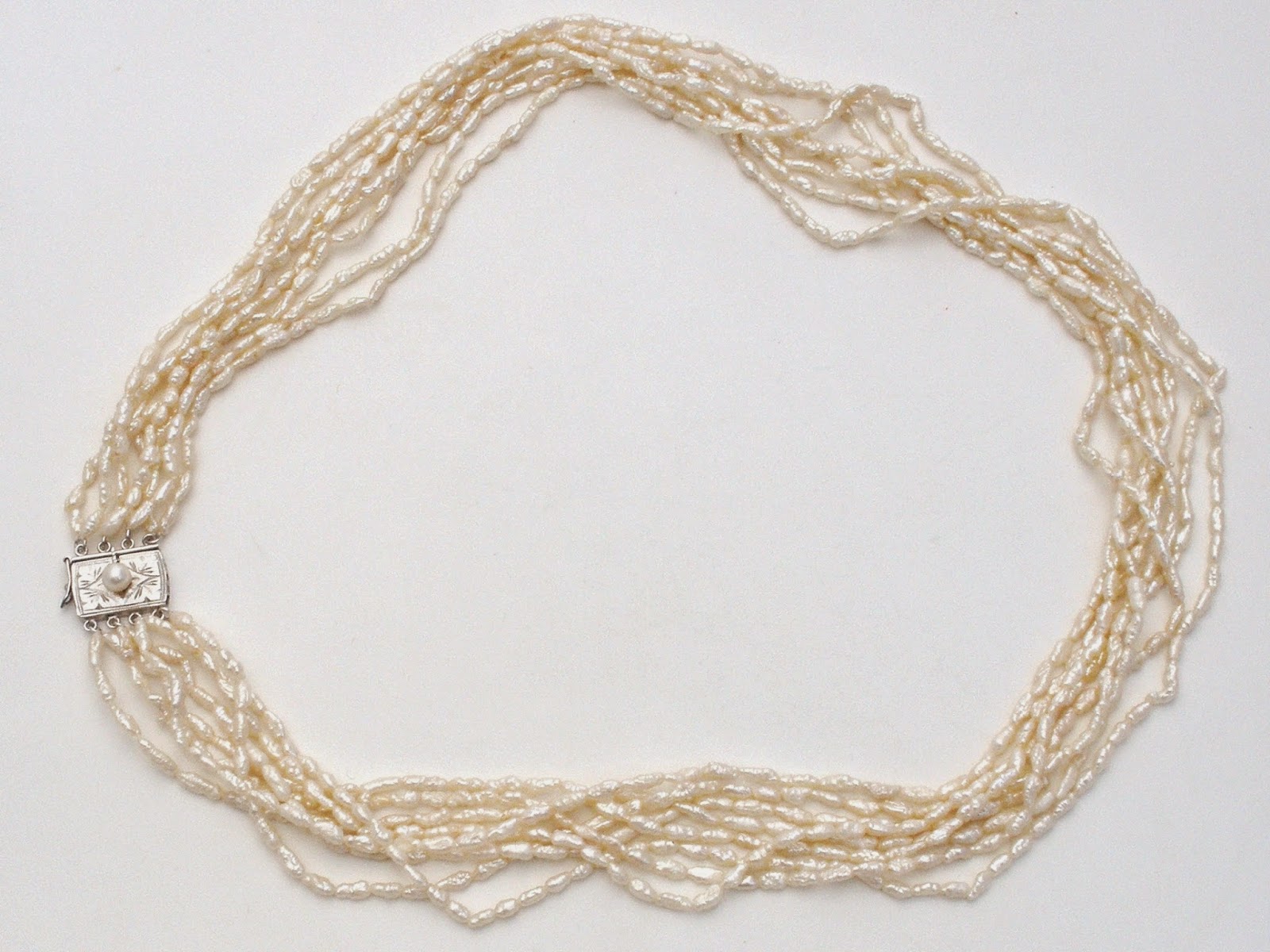 The Jewelry Lady's Store Multi Strand Freshwater Pearl Vintage Necklace Sterling Silver