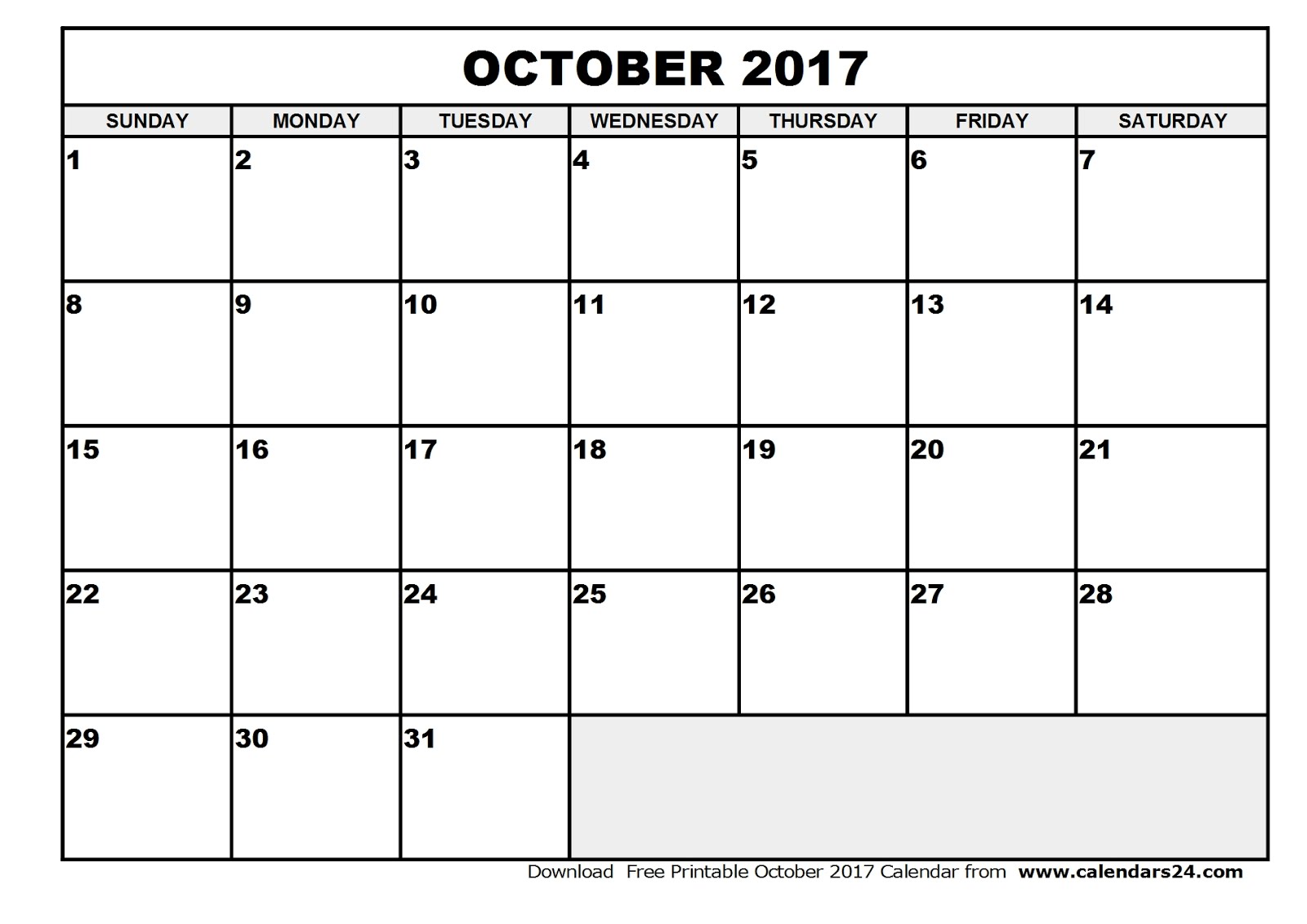 october calendar template