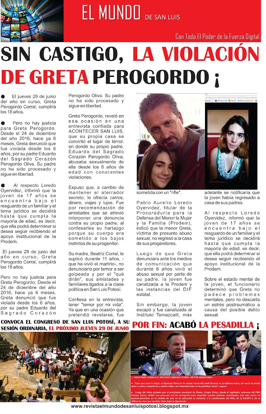 SIN CASTIGO, EL VIOLADOR DE GRETA PEROGORDO.