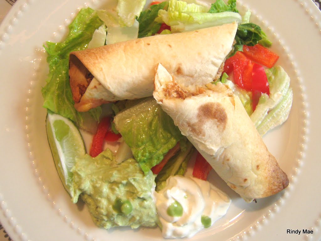 Rindy Mae Baked BBQ Pulled Pork Taquitos With Avocado Sauce