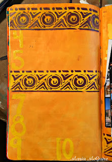 Quick Mixed Media Art Journal Background using StencilGirl Stencils in a DLP Documented Life Project. Project by Maria McGuire.