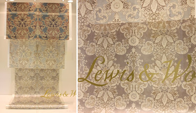 Rococo wallpaper in display cabinet Rococo wallpaper in display cabinet