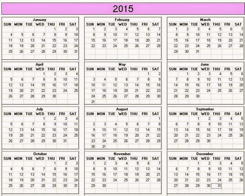 free downloadable calendar 2015